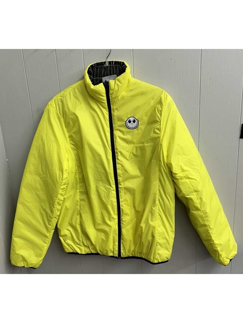Disney’s Jack Skeleton Jacket. Neon Yellow. Reverses Black Striped. Size S. NWT